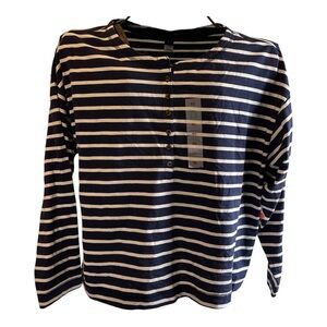 Old Navy - Navy and White Striped Long Sleeve Shirt NWT, Size XL